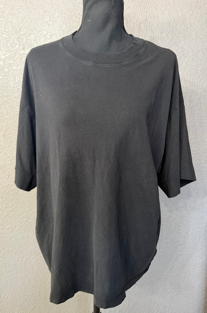 Anthony Thomas Melillo ATM Womens Sz XL Black Cotton Cropped Tee T Shirt